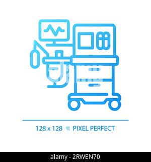 Icône de vecteur linéaire de gradient pixel Perfect de la machine d'anesthésie Illustration de Vecteur