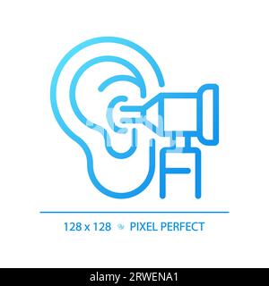 Icône de vecteur linéaire gradient parfait pixel de l'otoscope Illustration de Vecteur