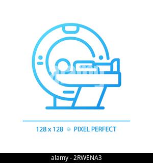 Icône de vecteur linéaire de gradient parfait pixel d'acquisition CT Illustration de Vecteur