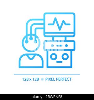 Icône de vecteur linéaire de gradient parfait de pixel de machine EEG Illustration de Vecteur