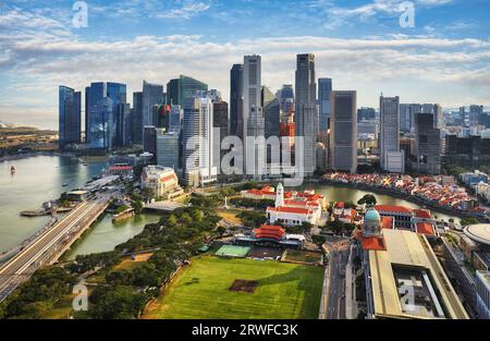 Marina Bay - Singapour vue aérienne de jour Banque D'Images