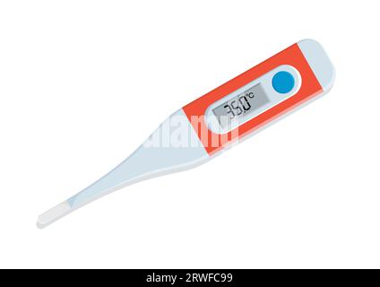 Conception plate de vecteur de thermomètre numérique médical isolé sur fond blanc Illustration de Vecteur