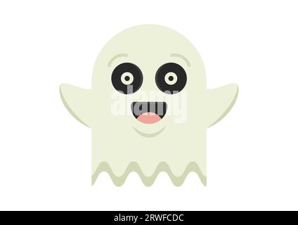 Ghost Cartoon Character Vector Flat Design isolé sur fond blanc Illustration de Vecteur