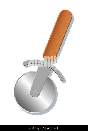 Pizza Cutter Wheel Cartoon Vector Flat Design sur fond blanc Illustration de Vecteur