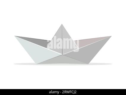 Papier bateau Origami Vector Flat Design sur fond blanc Illustration de Vecteur