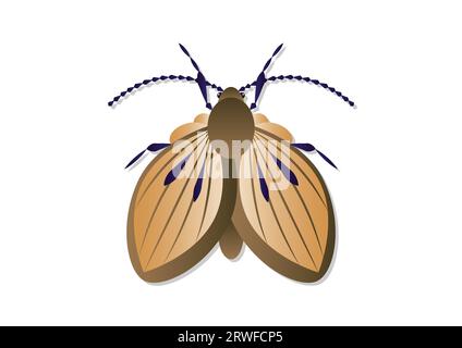 Moth Fly Insect Vector Art isolé sur fond blanc Illustration de Vecteur