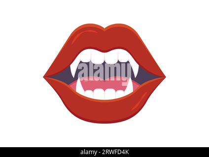 Vampire Mouth Teeth Vector Flat Design isolé sur fond blanc Illustration de Vecteur