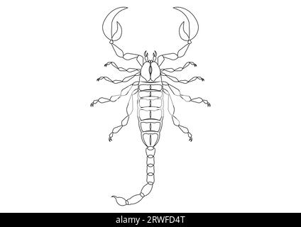 Vecteur Clipart Scorpion noir et blanc isolé sur fond blanc. Coloriage d'un Scorpion Illustration de Vecteur