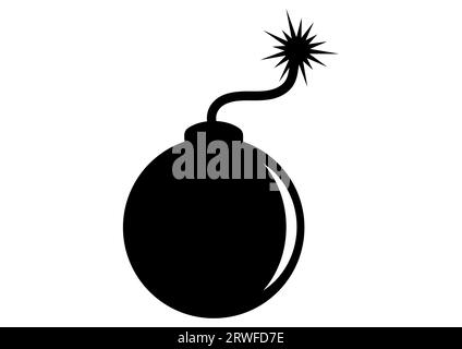 Black Cartoon Bomb Silhouette Vector Flat Design Illustration de Vecteur