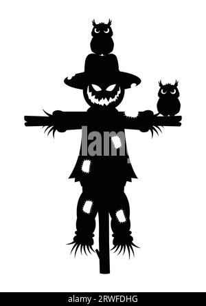 Effrayants épouvantables halloween avec illustration vectorielle de silhouette de hibou Illustration de Vecteur