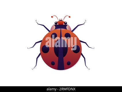 Ladybug Vector Art dans le style plat. Ladybug Clipart isolé sur fond blanc Illustration de Vecteur