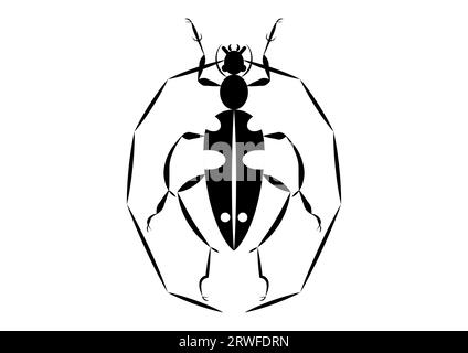 Insecte de betterave noir et blanc avec vecteur de clipart de silhouette d'antenne géante Illustration de Vecteur