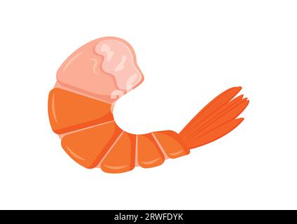 Illustration de vecteur de queue de crevette cuite isolée sur fond blanc. Plat pour fruits de mer bouillis Illustration de Vecteur