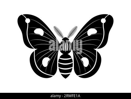 Vecteur de clipart d'insecte de papillon noir et blanc isolé sur fond blanc Illustration de Vecteur