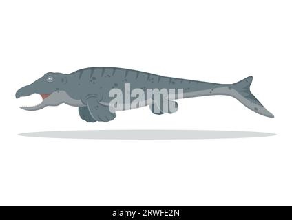 Mosasaurus Dinosaur Cartoon Character Vector Illustration Illustration de Vecteur