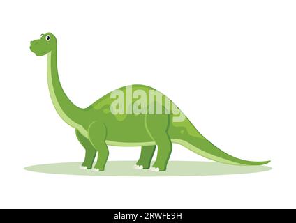 Brontosaurus Dinosaur Cartoon Character Vector Illustration Illustration de Vecteur