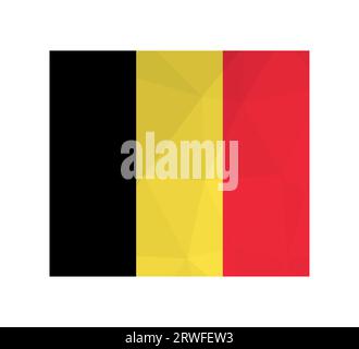 Illustration isolée vectorielle. Drapeau national belge avec tricolore vertical noir, jaune, rouge. Symbole officiel de la Belgique. Design créatif en bas Illustration de Vecteur