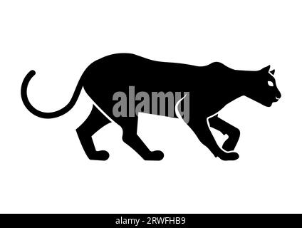 Black Panther Silhouette Vector Flat Design Illustration de Vecteur