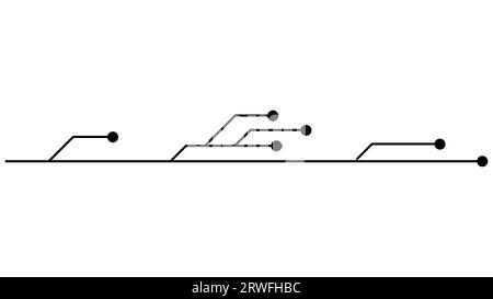 Circuits imprimés isolés sur fond blanc. Clipart technique avec des lignes et des points aux extrémités. Séparateurs pour la conception. Vecteur. Illustration de Vecteur