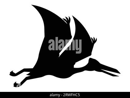 Quetzalcoatlus Dinosaur Silhouette Vector isolé sur fond blanc Illustration de Vecteur