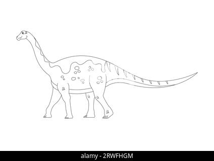 Noir et blanc Lirainosaurus Dinosaur Cartoon Character Vector. Coloriage d'un dinosaure Lirainosaurus Illustration de Vecteur