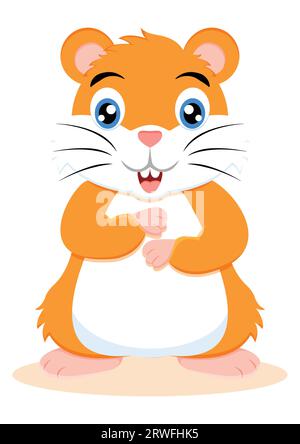 Illustration vectorielle de personnage de dessin animé de hamster souriant mignon sur fond blanc Illustration de Vecteur