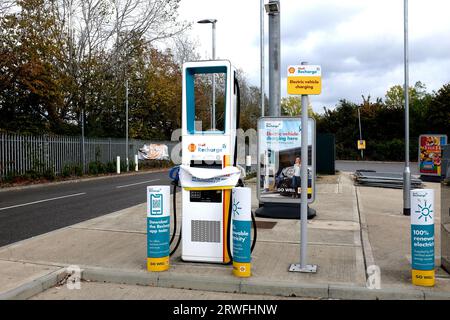 centre de recharge shell pour véhicules électriques, west sussex, royaume-uni septembre 12 2023 Banque D'Images