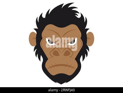 Gorilla Head Cartoon Vector Illustrator sur fond blanc Illustration de Vecteur