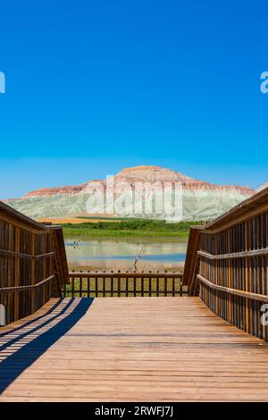 Nallihan Kus Cenneti ou sanctuaire d'oiseaux Nallihan à Ankara. KIZ Tepesi ou Rainbow Hills sur le fond. Banque D'Images