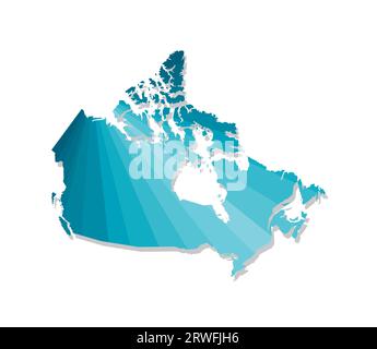 Icône d'illustration isolée vectorielle avec silhouette bleue simplifiée de la carte du Canada. Style géométrique polygonal. Fond blanc. Illustration de Vecteur