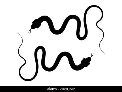 Snake Silhouette Vector Flat Design isolé sur fond blanc Illustration de Vecteur