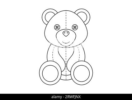 Coloriage page d'un dessin animé jouet Teddy Bear Cartoon Illustration vectorielle Illustration de Vecteur