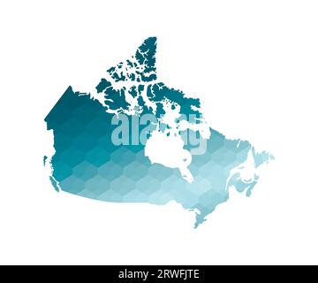 Icône d'illustration isolée vectorielle avec silhouette bleue simplifiée de la carte du Canada. Style géométrique polygonal. Fond blanc. Illustration de Vecteur