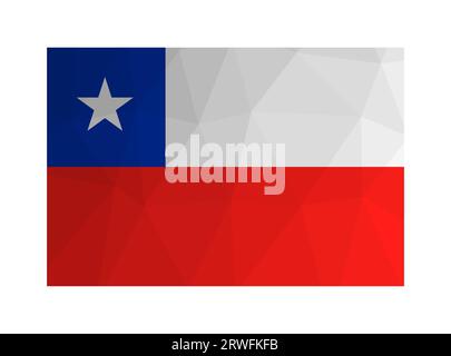 Illustration isolée vectorielle. Drapeau national chilien avec une étoile à cinq branches et en couleurs blanche, rouge, bleue. Symbole officiel du Chili. Design créatif i Illustration de Vecteur