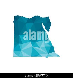 Icône d'illustration isolée vectorielle avec silhouette bleue simplifiée de la carte de l'Égypte. Style géométrique polygonal, formes triangulaires. Fond blanc. Illustration de Vecteur