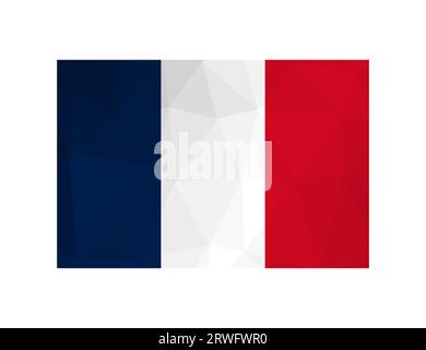 Illustration isolée vectorielle. Drapeau national français - vertical tricolore bleu, blanc, rouge. Symbole officiel de la France. Design créatif en basse poly St Illustration de Vecteur