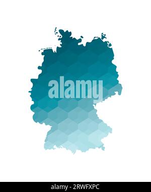 Icône d'illustration isolée vectorielle avec silhouette bleue simplifiée de la carte de l'Allemagne. Style géométrique polygonal. Fond blanc. Illustration de Vecteur