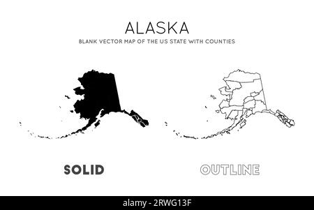 Carte Alaska. Carte vectorielle vierge de l'État des États-Unis avec les comtés. Frontières de l'Alaska pour votre infographie. Illustration vectorielle. Illustration de Vecteur