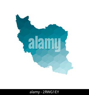 Icône d'illustration isolée vectorielle avec silhouette bleue simplifiée de la carte de la République islamique d'Iran. Style géométrique polygonal. Fond blanc. Illustration de Vecteur