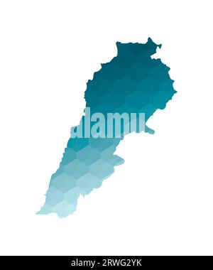 Icône d'illustration isolée vectorielle avec silhouette bleue simplifiée de la carte du Liban. Style géométrique polygonal. Fond blanc. Illustration de Vecteur
