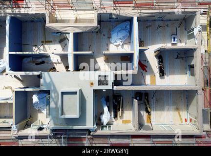 Berlin, Allemagne. 19 septembre 2023. Chantier du projet Vonovia Holzbauquartier à Berlin Kaulsdorf. Crédit : Britta Pedersen/dpa/Alamy Live News Banque D'Images