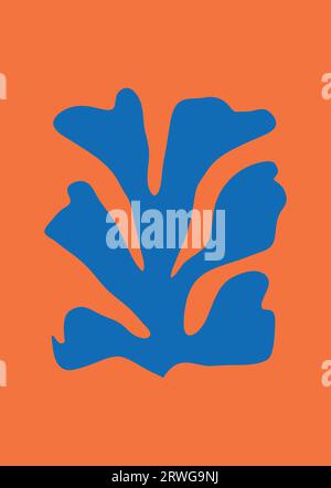 Style minimaliste moderne et tendance Matisse. Affiches florales groovy abstraites. Fond botanique contemporain, élément floral imprimé moderne, formes organiques Illustration de Vecteur