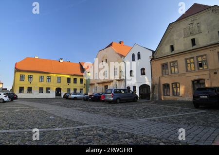 Ville tchèque de Zatec (sur la photo du 1 octobre 2020, Chelcicky Square à Zatec), paysage de houblons Zatec font partie de World Cultural and Natural Her Banque D'Images