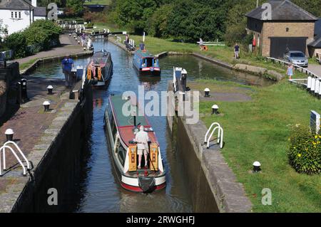 Trois écluses sur le Grand Union Canal, Soulbury, Buckinghamshire Banque D'Images