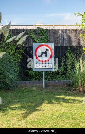 Aucun signe de chien encrassant - un avertissement aux propriétaires de chien. Poole, Dorset, Angleterre, Royaume-Uni Banque D'Images