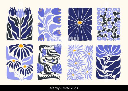 Bouquets peinture intérieure. Papier peint floral abstrait avec des fleurs et des feuilles colorées, motif floral pour la décoration intérieure. Texture vectorielle Illustration de Vecteur