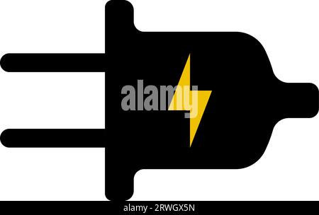 Illustration de la fiche électrique avec icône de fiche électrique foudre Illustration de Vecteur