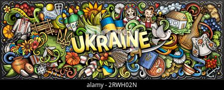 Ukraine doodle bande dessinée drôle Illustration de Vecteur