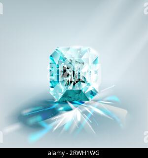 Diamant réaliste avec des reflets lumineux colorés. Illustration de pierres précieuses vectorielles brillantes. Illustration de Vecteur