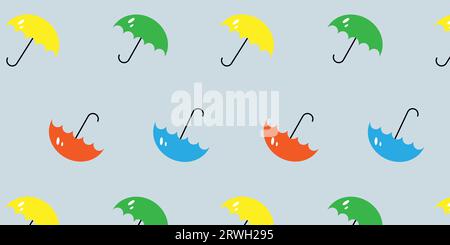 Parapluie multicolore lumineux sur un vecteur de motif sans couture d'automne de fond gris Illustration de Vecteur